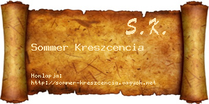 Sommer Kreszcencia névjegykártya